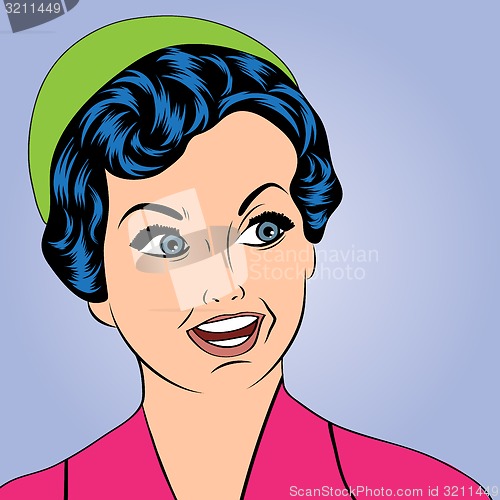 Image of pop art cute retro woman in comics style 