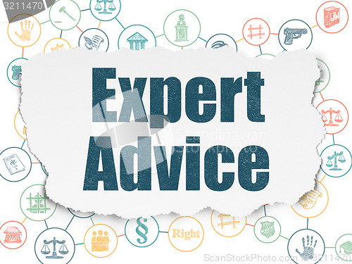 Image of Law concept: Expert Advice on Torn Paper background