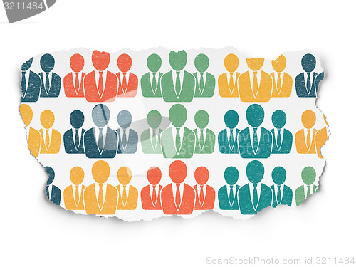 Image of Law concept: Business People icons on Torn Paper background