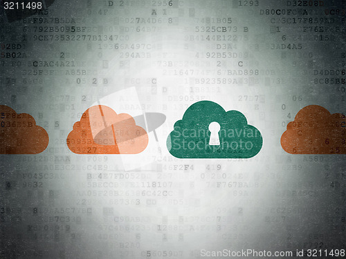 Image of Cloud computing concept: cloud icon on Digital Paper