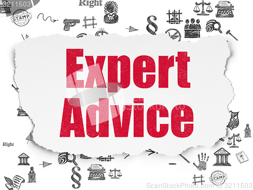 Image of Law concept: Expert Advice on Torn Paper background