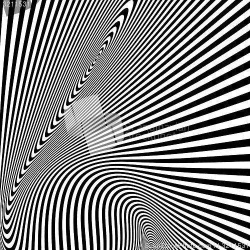 Image of Pattern with optical illusion. Black and white background. 