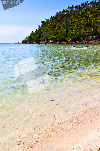 Image of   asia in   bay the  koh phangan  isle white  beach      boat   