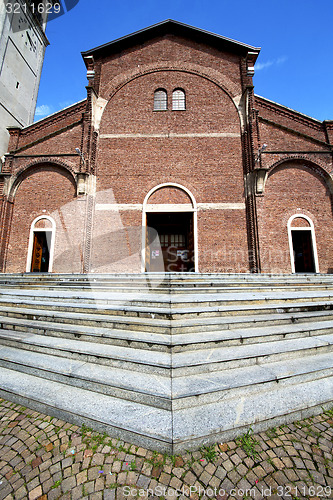 Image of cardano al campo in    old   church   tower sidewalk italy  lomb