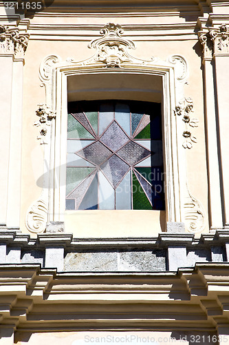 Image of rose window  italy  lombardy     in  the somma lombardo old   