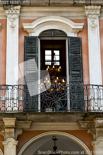 Image of red terrace europe  italy  lombardy       in  the milano old   l