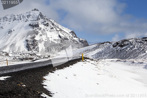 Image of Impressive snowy volcanic landscape 