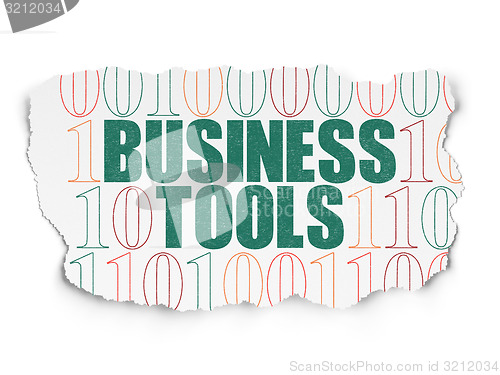 Image of Business concept: Business Tools on Torn Paper background