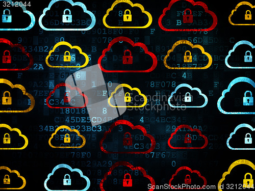 Image of Cloud networking concept: Cloud With Padlock icons on Digital background