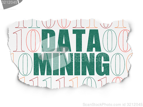 Image of Information concept: Data Mining on Torn Paper background