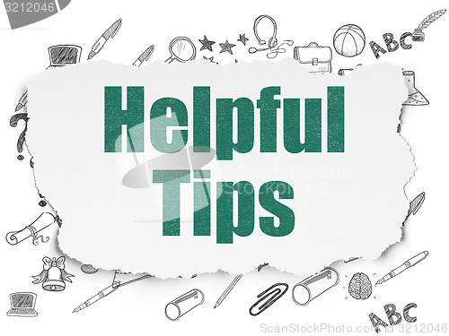 Image of Education concept: Helpful Tips on Torn Paper background