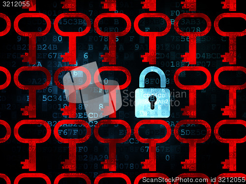 Image of Security concept: closed padlock icon on Digital background