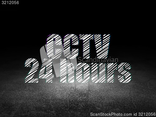 Image of Protection concept: CCTV 24 hours in grunge dark room