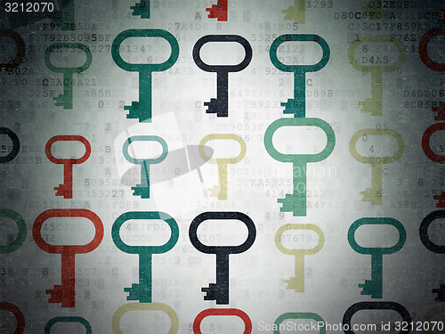 Image of Safety concept: Key icons on Digital Paper background
