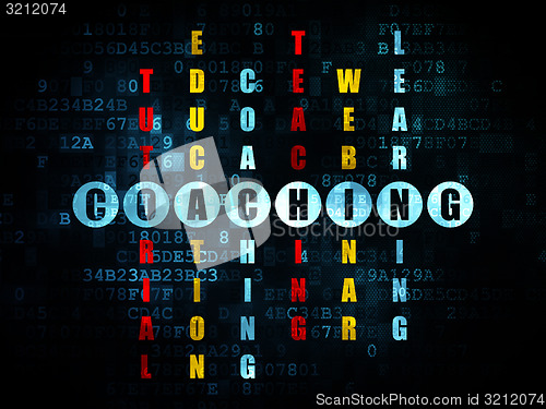 Image of Education concept: word Coaching in solving Crossword Puzzle