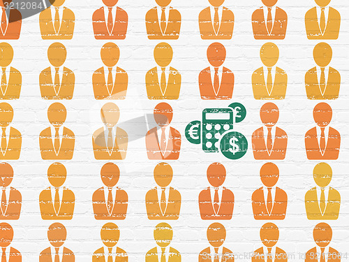 Image of Business concept: calculator icon on wall background
