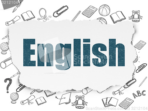 Image of Education concept: English on Torn Paper background