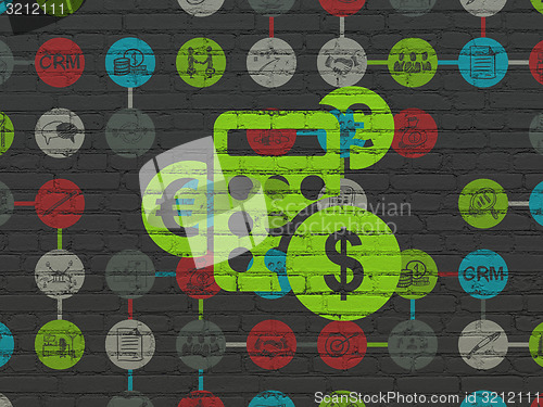 Image of Finance concept: Calculator on wall background