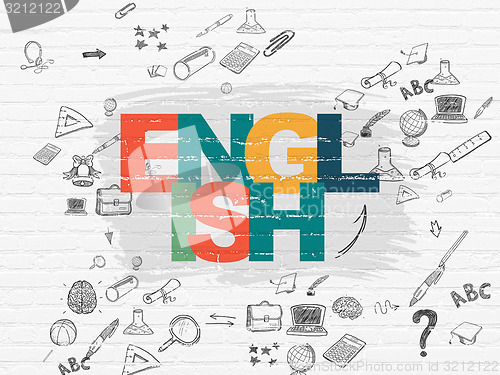Image of Education concept: English on wall background