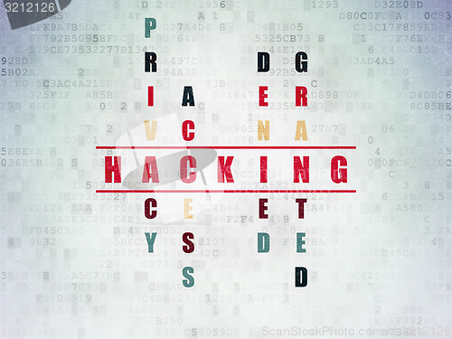 Image of Privacy concept: word Hacking in solving Crossword Puzzle