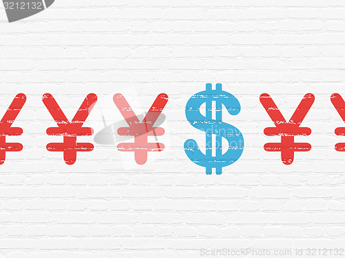 Image of Currency concept: dollar icon on wall background