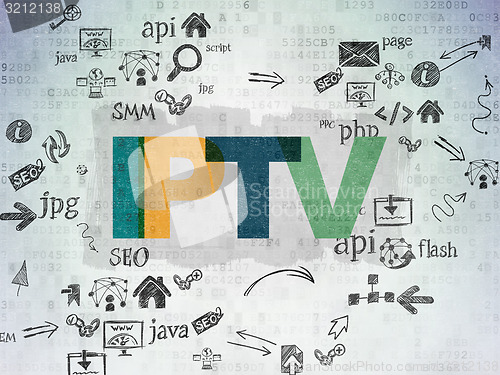 Image of Web development concept: IPTV on Digital Paper background