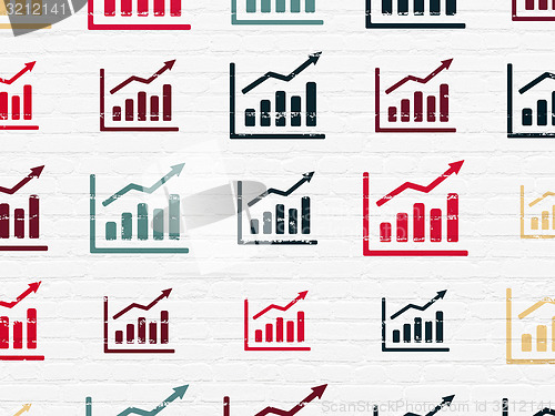 Image of Advertising concept: Growth Graph icons on wall background