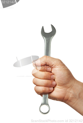 Image of hand holding wrench