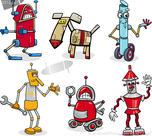 Image of robots cartoon illustration set