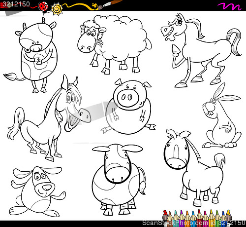 Image of farm animals coloring page