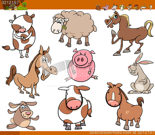 Image of farm animals set cartoon illustration