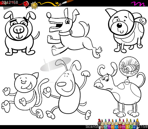 Image of dogs set cartoon coloring page