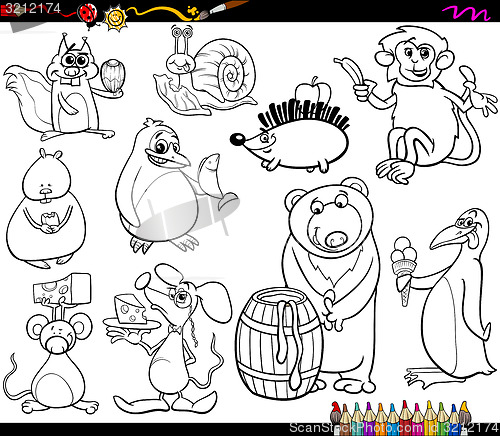 Image of animals and food coloring page