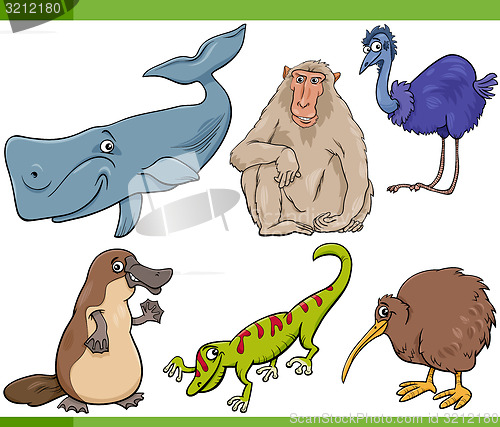 Image of wild animals cartoon set illustration