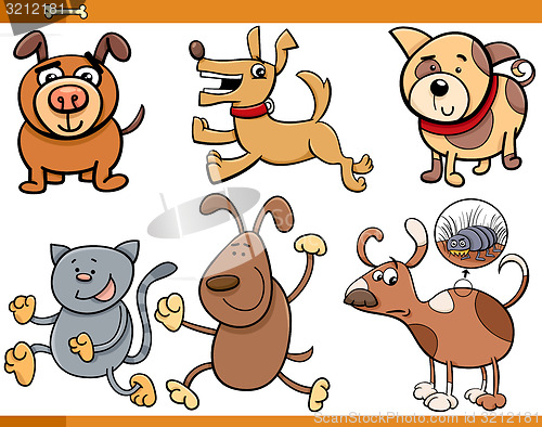 Image of dogs characters cartoon set