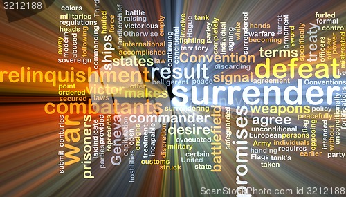 Image of Surrender wordcloud concept illustration glowing