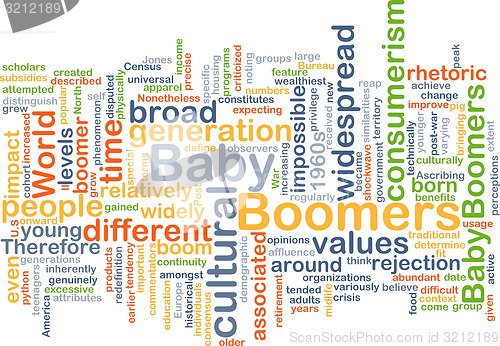 Image of Baby boomers wordcloud concept illustration