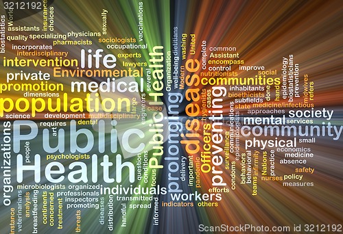 Image of Public Health wordcloud concept illustration glowing