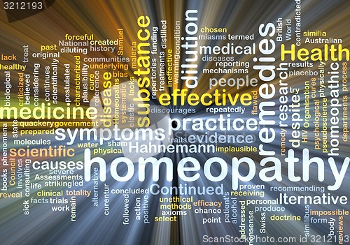 Image of Homeopathy wordcloud concept illustration glowing