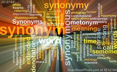 Image of Synonym wordcloud concept illustration glowing