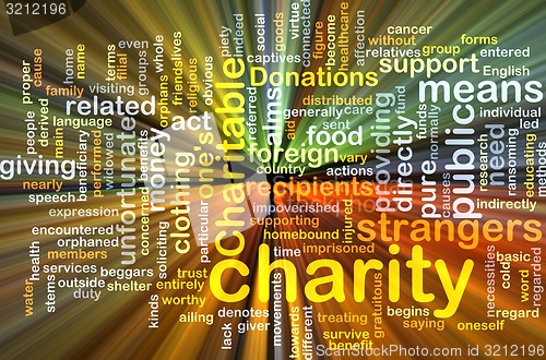 Image of Charity wordcloud concept illustration glowing