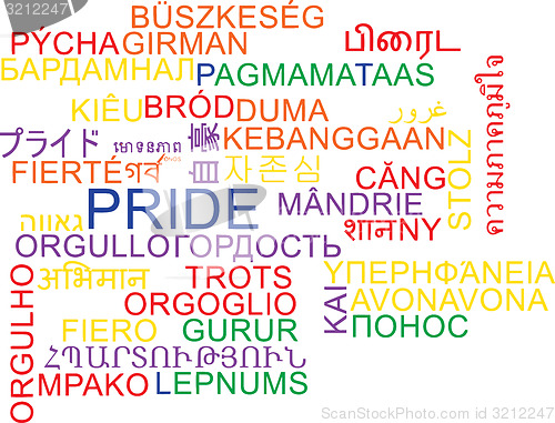 Image of Pride multilanguage wordcloud background concept