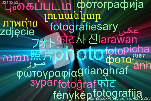 Image of Photo multilanguage wordcloud background concept glowing