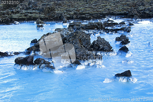 Image of Milky white and blue water of the geothermal bath Blue Lagoon in