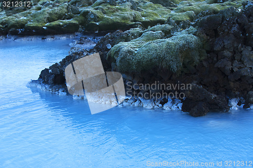 Image of Milky white and blue water of the geothermal bath Blue Lagoon in