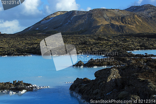 Image of Milky white and blue water of the geothermal bath Blue Lagoon in