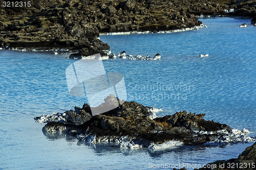 Image of Milky white and blue water of the geothermal bath Blue Lagoon in