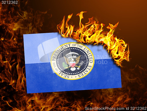 Image of Flag burning - Presidential seal