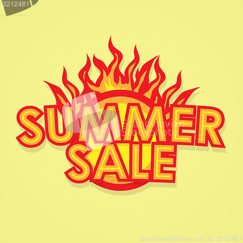 Image of Sign sale offer with fire.