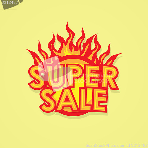 Image of Sign sale offer with fire.